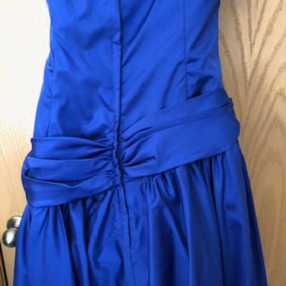 Glamorous Blue Vintage Junior Off Shoulder Formal Dress Prom Party 15-16 Large - Picture 8 of 14